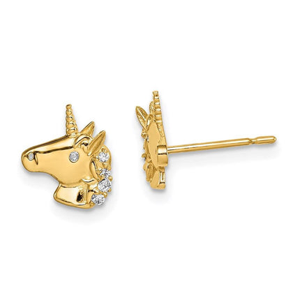 Madi K Kid's 14k Unicorn CZ Stud Earrings ,