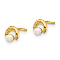 Madi K Kid's 14k White Button Freshwater Cultured Pearl Circle Post Earrings ,