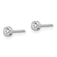 Madi K Kid's 14k White Gold 3mm CZ Bezel Post Earrings ,