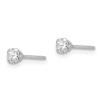 Madi K Kid's 14k White Gold 3MM CZ Earrings ,