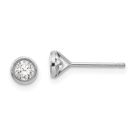 Madi K Kid's 14k White Gold 4mm Bezel Set CZ Post Earrings ,