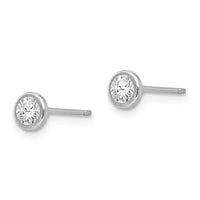 Madi K Kid's 14k White Gold 4mm Bezel Set CZ Post Earrings ,