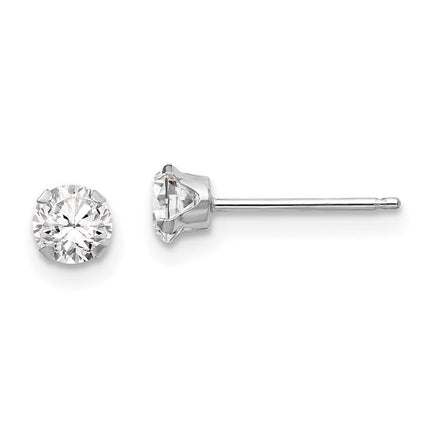 Madi K Kid's 14k White Gold 4mm CZ Post Earrings ,