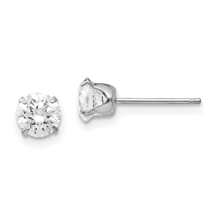 Madi K Kid's 14k White Gold 5.25mm CZ Post Earrings ,