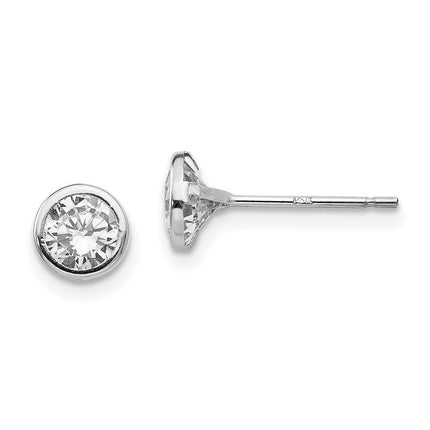 Madi K Kid's 14k White Gold 5mm Bezel Set CZ Post Earrings ,