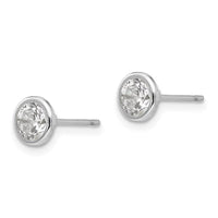 Madi K Kid's 14k White Gold 5mm Bezel Set CZ Post Earrings ,