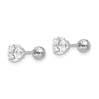 Madi K Kid's 14k White Gold 5mm CZ and 4mm Ball Reversible Earrings ,