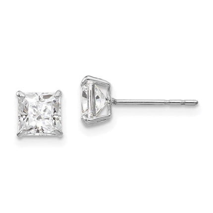 Madi K Kid's 14k White Gold 5mm Square CZ Post Earrings ,