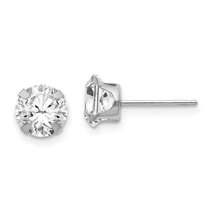 Madi K Kid's 14k White Gold 6.5mm CZ Post Earrings ,