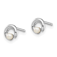 Madi K Kid's 14k White Gold Button Freshwater Cultured Pearl Circle Post Earrings ,