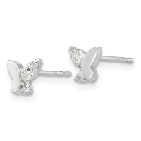 Madi K Kid's 14k White Gold CZ Butterfly Post Earrings ,