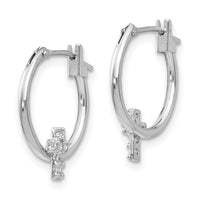 Madi K Kid's 14k White Gold CZ Cross Hoop Earrings ,