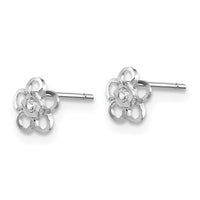 Madi K Kid's 14k White Gold CZ Flower Post Earrings ,