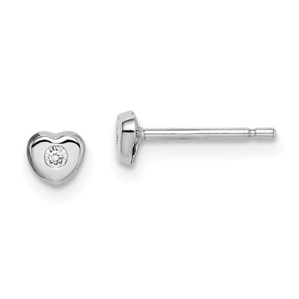 Madi K Kid's 14k White Gold CZ Heart Post Earrings ,