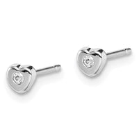 Madi K Kid's 14k White Gold CZ Heart Post Earrings ,