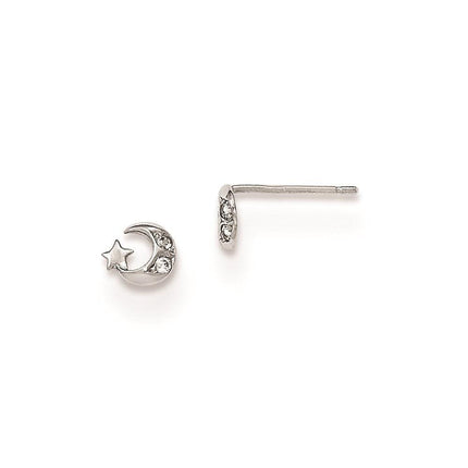 Madi K Kid's 14K White Gold CZ Moon & Star Post Earrings ,