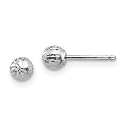 Madi K Kid's 14K White Gold Diamond Cut 4M Ball Post Earrings ,