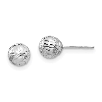 Madi K Kid's 14K White Gold Diamond Cut 6M Ball Post Earrings ,
