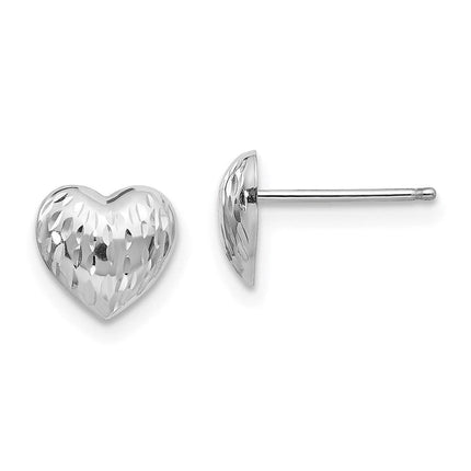 Madi K Kid's 14k White Gold Diamond-Cut Heart Earrings ,