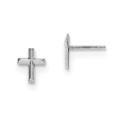 Madi K Kid's 14k White Gold Polished Cross Post Earrings ,