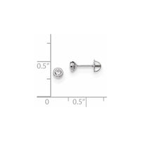 Madi K Kid's 14k White Gold Polished CZ Bezel Post Earrings ,