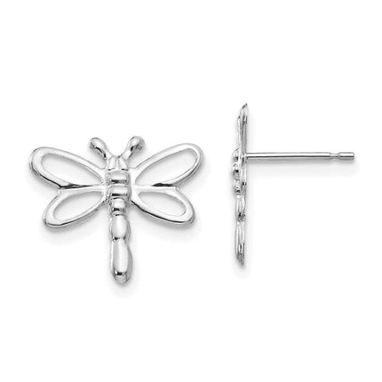 Madi K Kid's 14k White Gold Polished Dragonfly Earrings ,