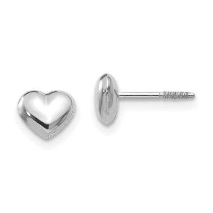 Madi K Kid's 14k White Gold Puff Heart Post Earrings ,