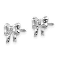 Madi K Kid's 14k White Gold Rhodium-plated Bow Screwback Post Earrings ,