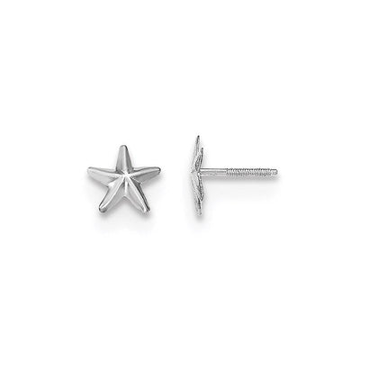 Madi K Kid's 14k White Gold Screwback Star Post Earrings ,