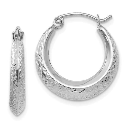 Madi K Kid's 14K White Gold Textured Hollow Hoop Earrings ,