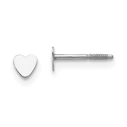 Madi K Kid's 14k White Gold  Tiny Heart Baby Post Earrings ,