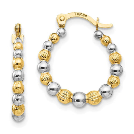 Madi K Kid's 14K w/Rhodium Beaded Hoop Earrings ,