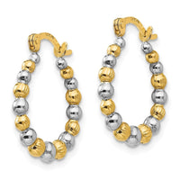 Madi K Kid's 14K w/Rhodium Beaded Hoop Earrings ,