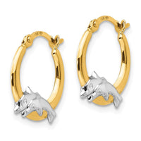 Madi K Kid's 14K  w/Rhodium Dolphin Hoop Earrings ,