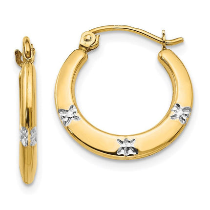 Madi K Kid's 14K w/Rhodium Flowers Hollow Hoop Earrings ,