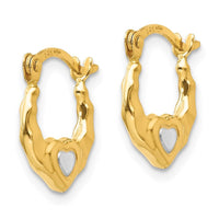 Madi K Kid's 14K w/Rhodium Heart Hollow Hoop Earrings ,