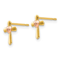 Madi K Kid's 14k Yellow & Rose Gold   Cross Heart Post Earrings ,