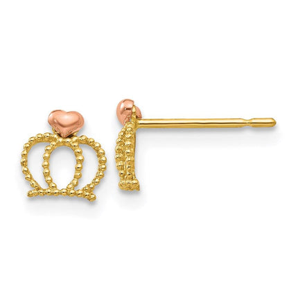 Madi K Kid's 14k Yellow & Rose Gold Crown Post Earrings ,