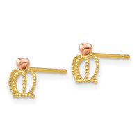 Madi K Kid's 14k Yellow & Rose Gold Crown Post Earrings ,