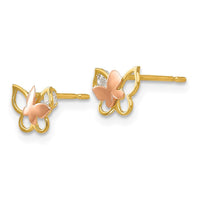 Madi K Kid's 14k Yellow & Rose Gold  CZ  Butterfly Post Earrings ,
