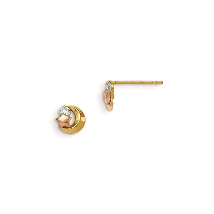 Madi K Kid's 14k Yellow & Rose Gold CZ Moon and Star Post Earrings ,