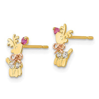 Madi K Kid's 14k Yellow & Rose Gold CZ Reindeer Post Earrings ,