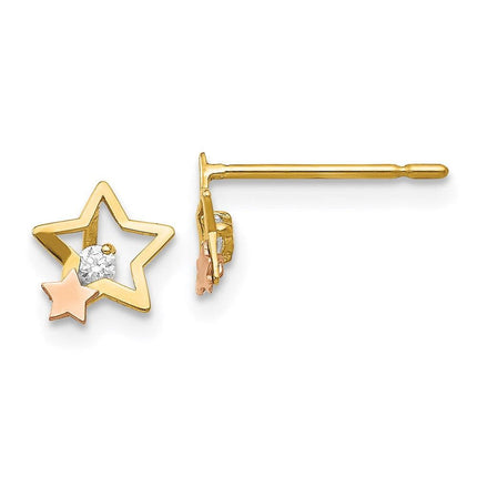 Madi K Kid's 14k Yellow & Rose Gold CZ Star Post Earrings ,