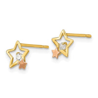 Madi K Kid's 14k Yellow & Rose Gold CZ Star Post Earrings ,
