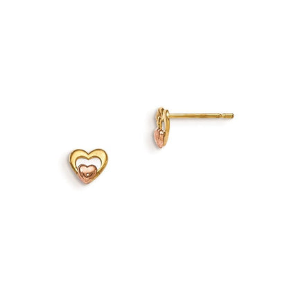 Madi K Kid's 14k Yellow & Rose Gold Heart Post Earrings ,