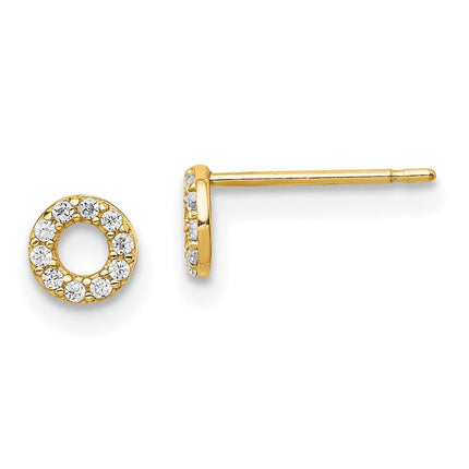 Madi K Kid's 14k Yellow Gold Circle CZ Post Earrings ,