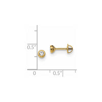 Madi K Kid's 14k Yellow Gold Polished CZ Bezel Post Earrings ,