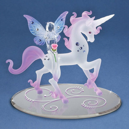Magical Unicorn and Fairy Glass Figurine ,