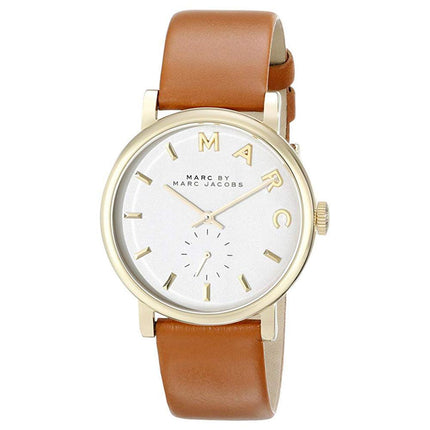 Marc by Marc Jacobs MBM1316 Women's Baker White Dial Yellow Gold Plated Steel Brown Leather Strap Watch ,