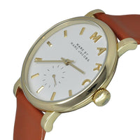 Marc by Marc Jacobs MBM1316 Women's Baker White Dial Yellow Gold Plated Steel Brown Leather Strap Watch ,